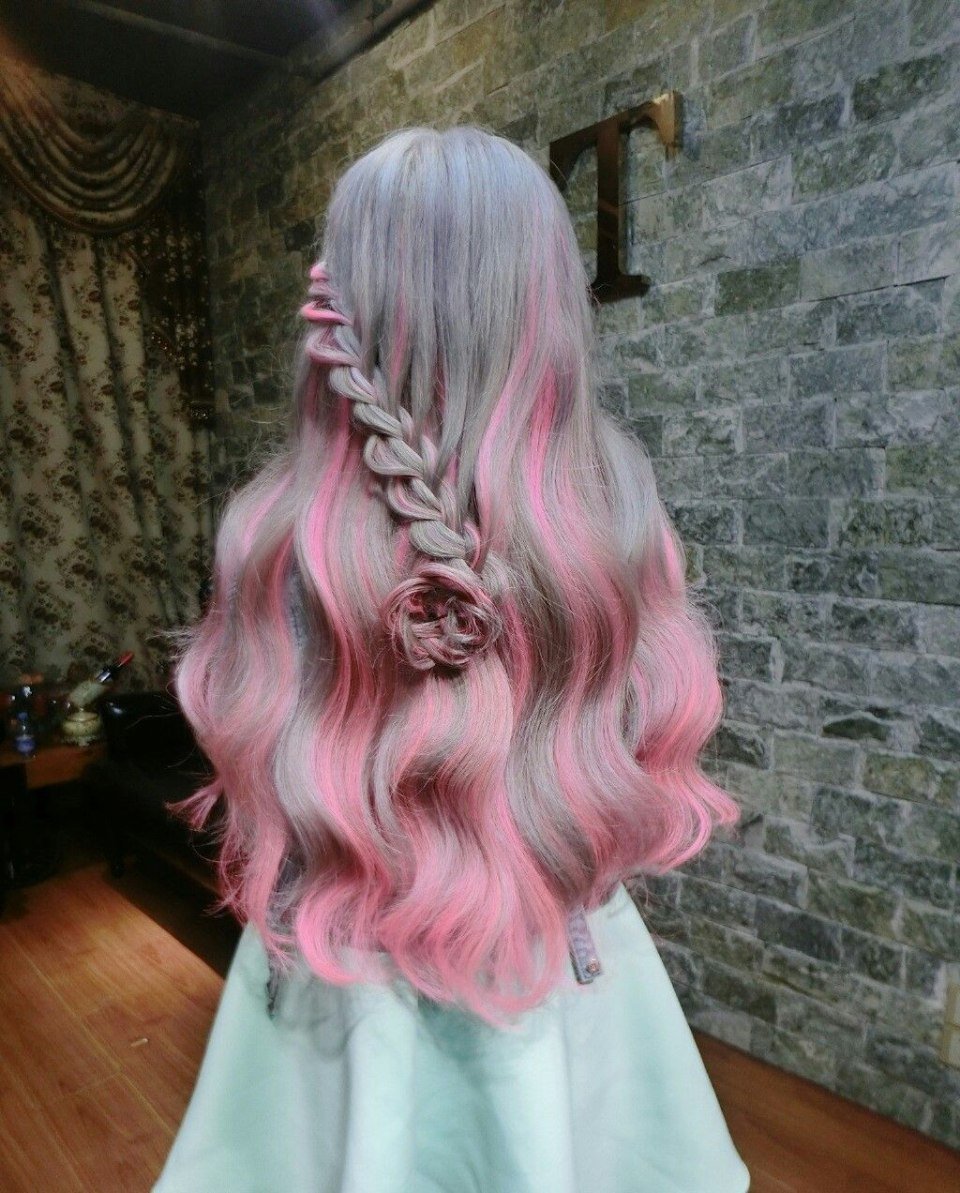Серо розовое окрашивание волос