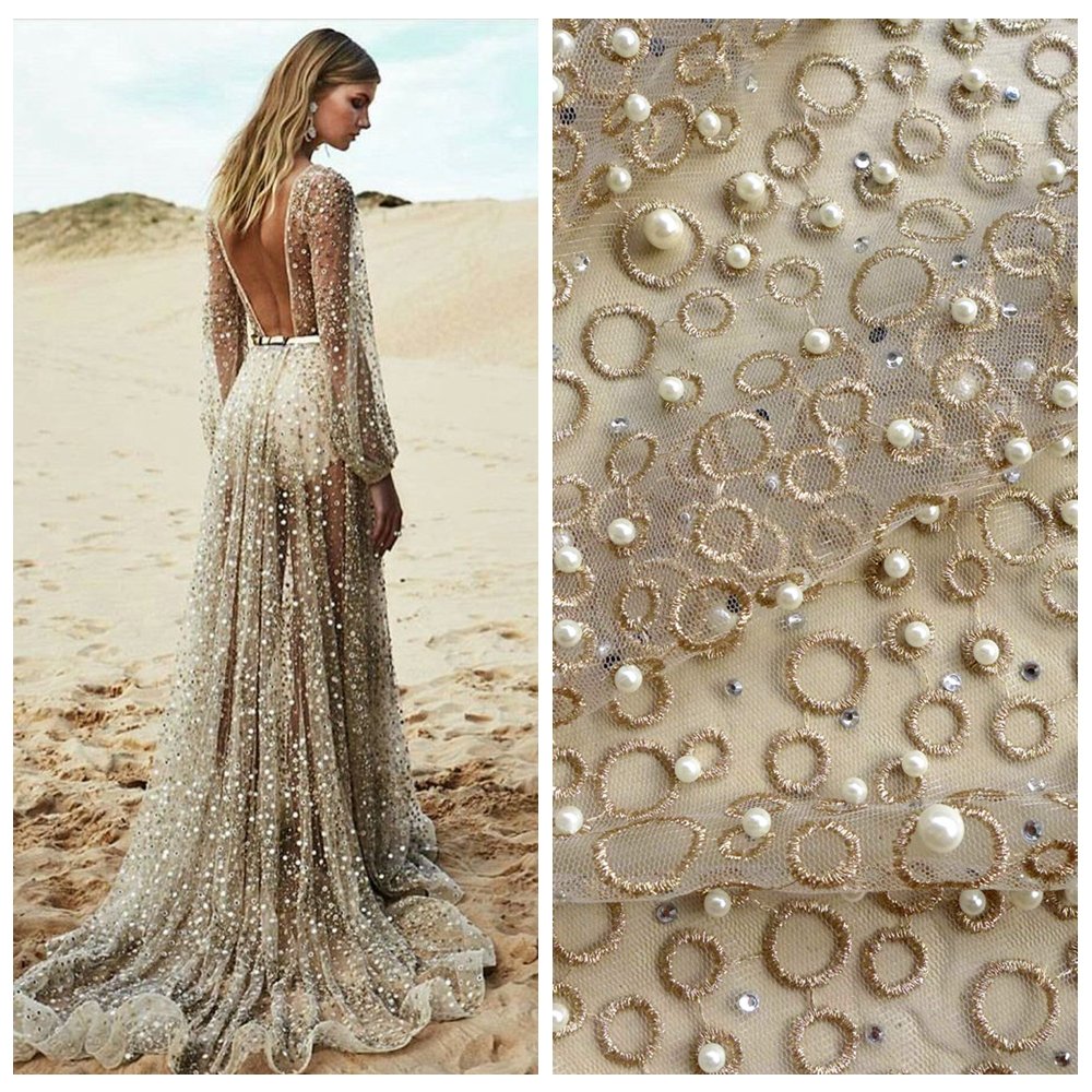 Свадебное платье расшитое жемчугом