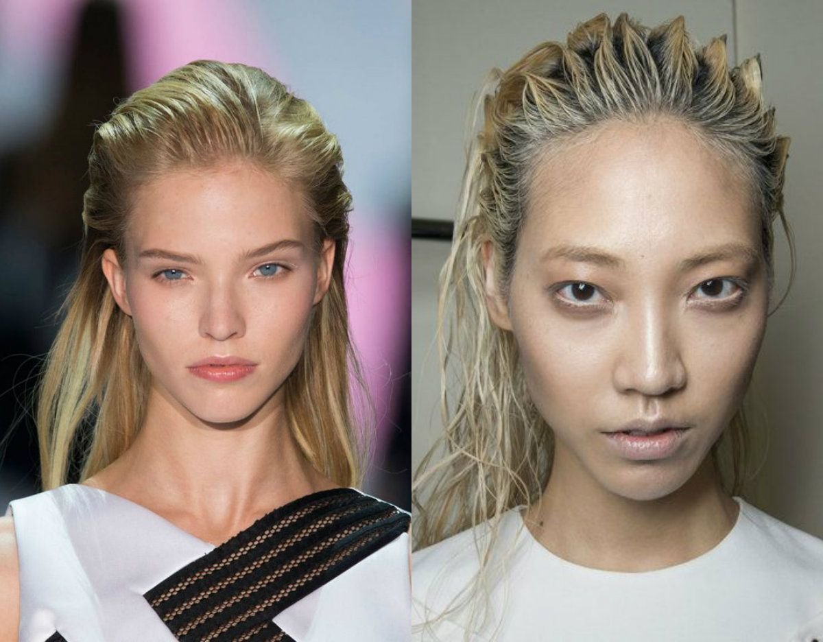 Эффект мокрых волос зачесанных назад