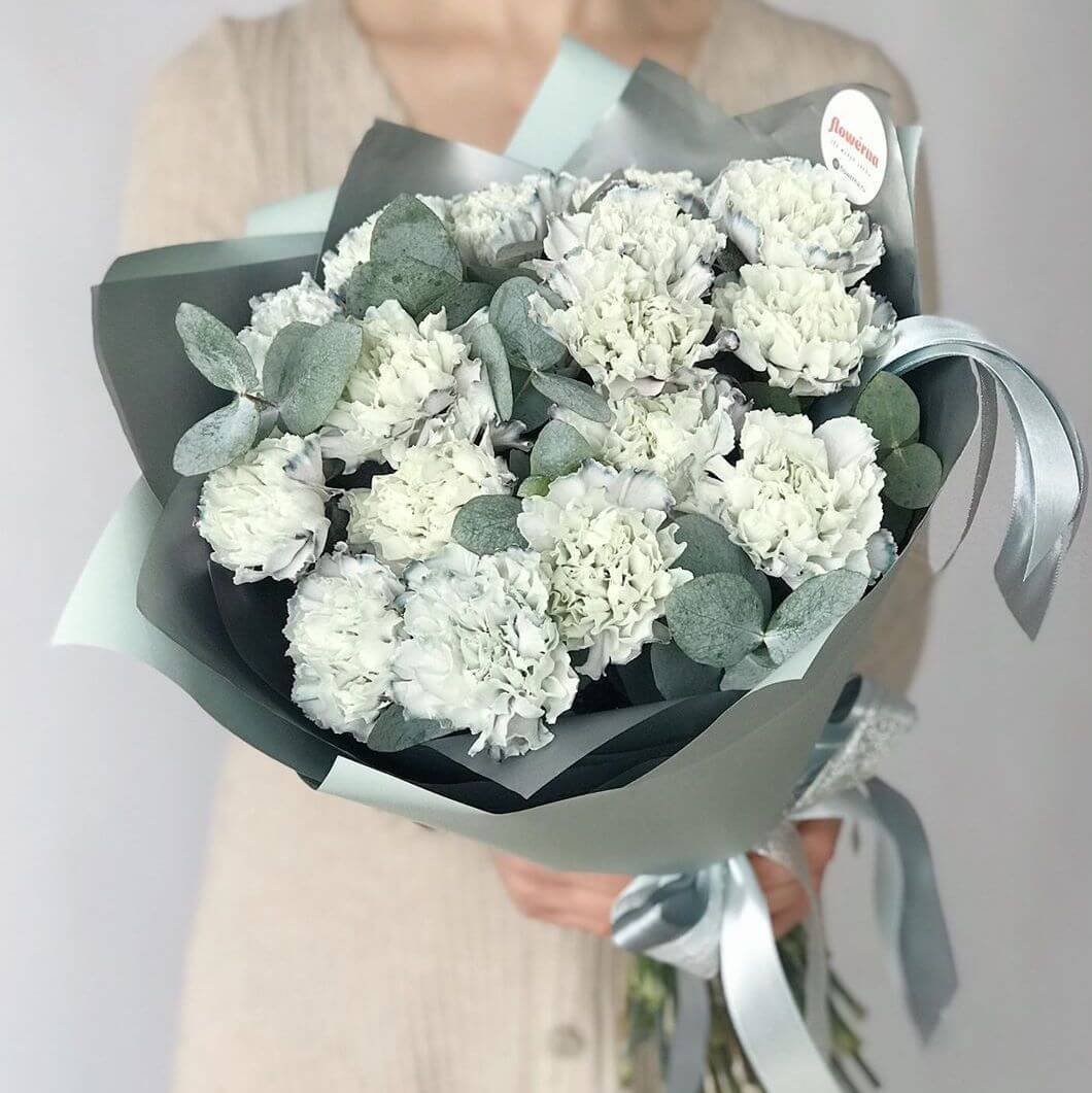 Букет Диантус и эвкалипт