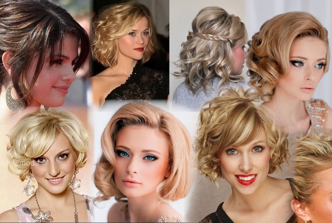 Укладка на среднюю длину волос с чёлкой