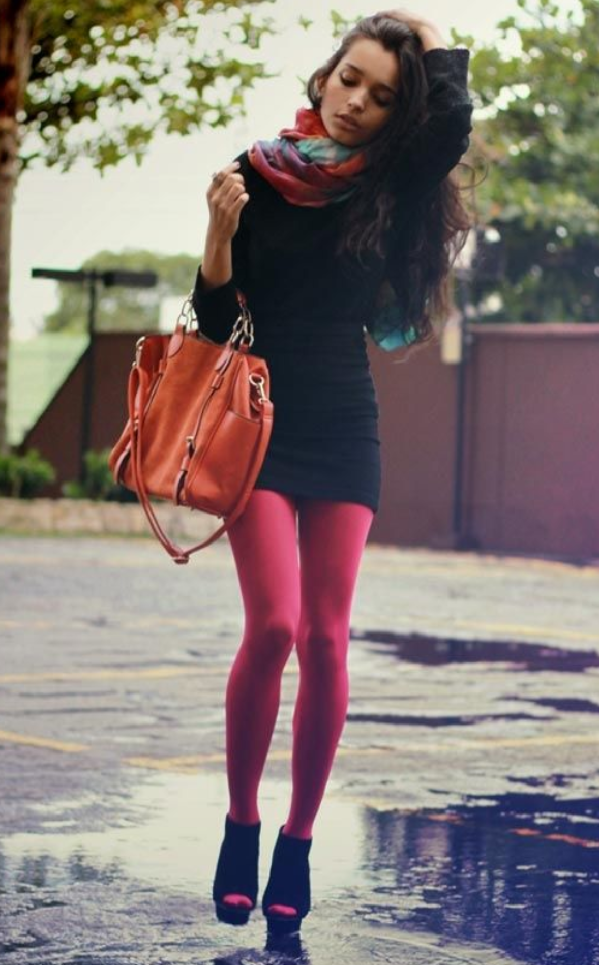 Шорты с цветными колготками