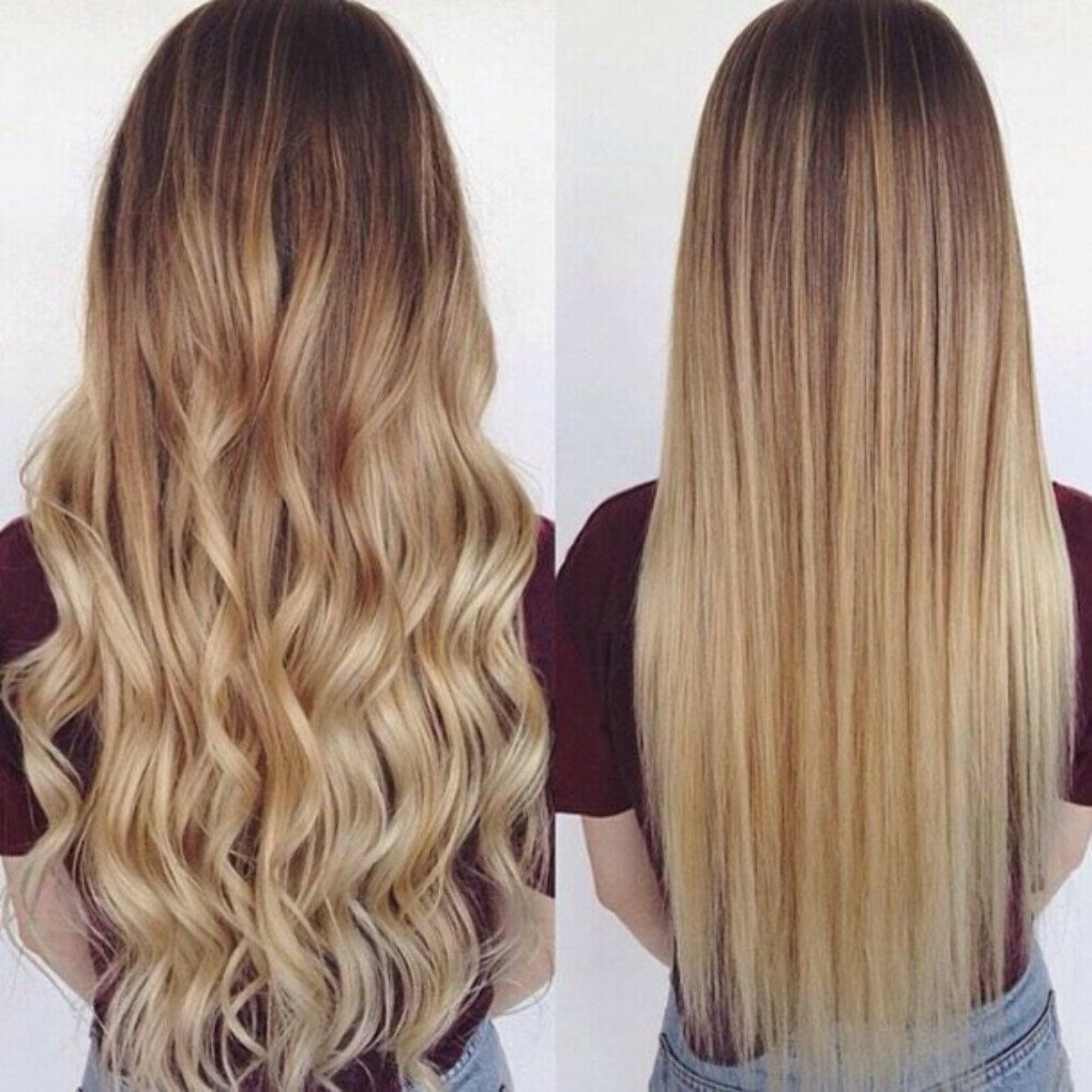 Омбре на русые прямые волосы длинные волосы