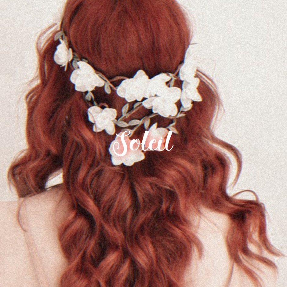 Прическа с цветами на рыжие волосы