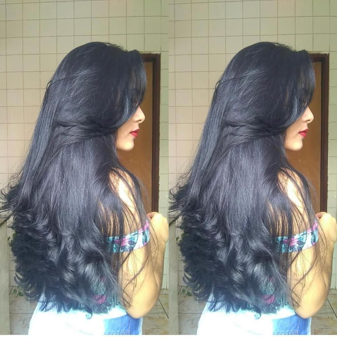 Стрижка на длинные черные волосы