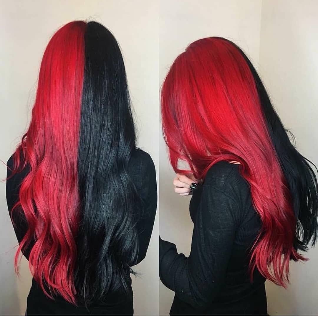Покраска Волос Красный С Черным