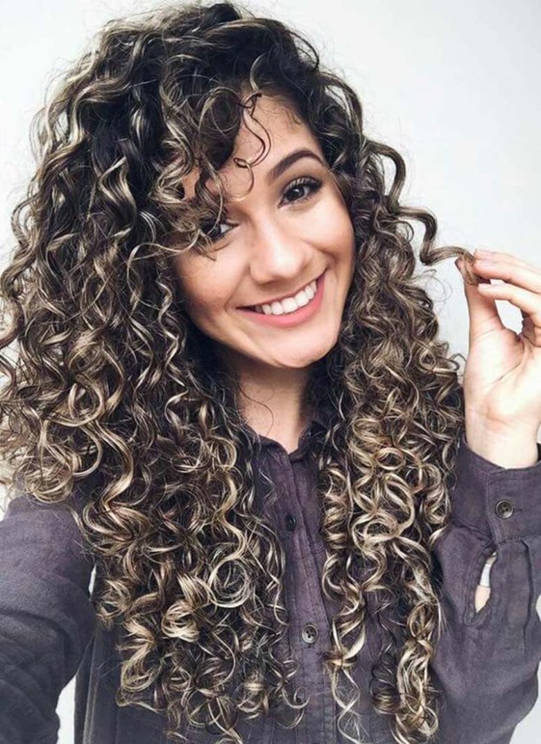 Мелирование на кудрявые волосы длинные