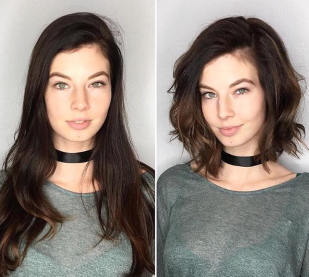 До и после стрижки длинных волос