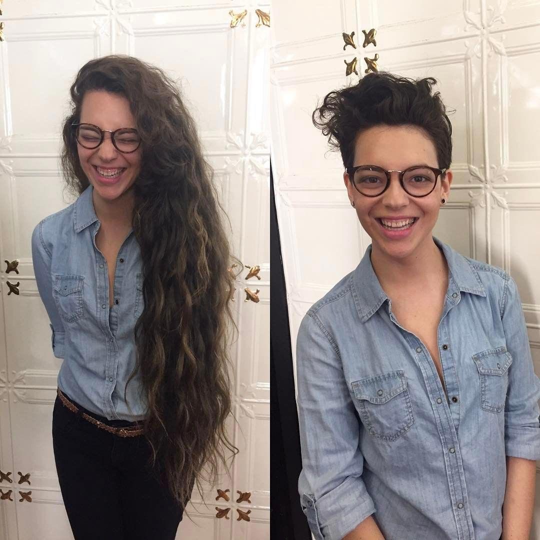 Девушки до и после стрижки