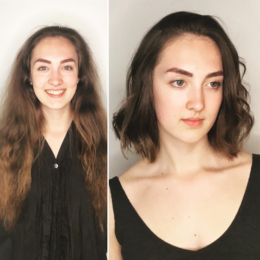 Девушки до и после стрижки