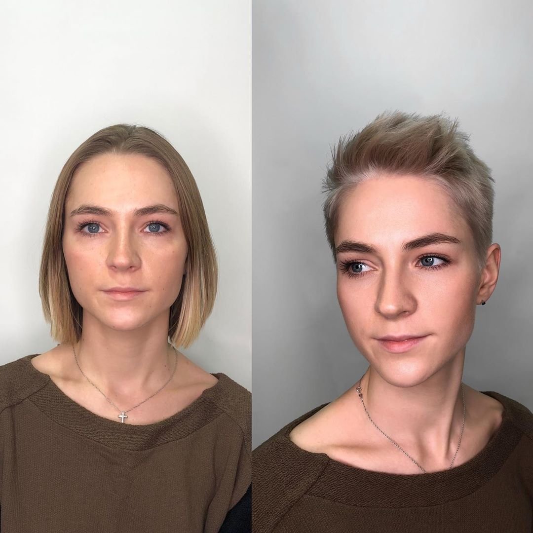 Стрижка до и после женская