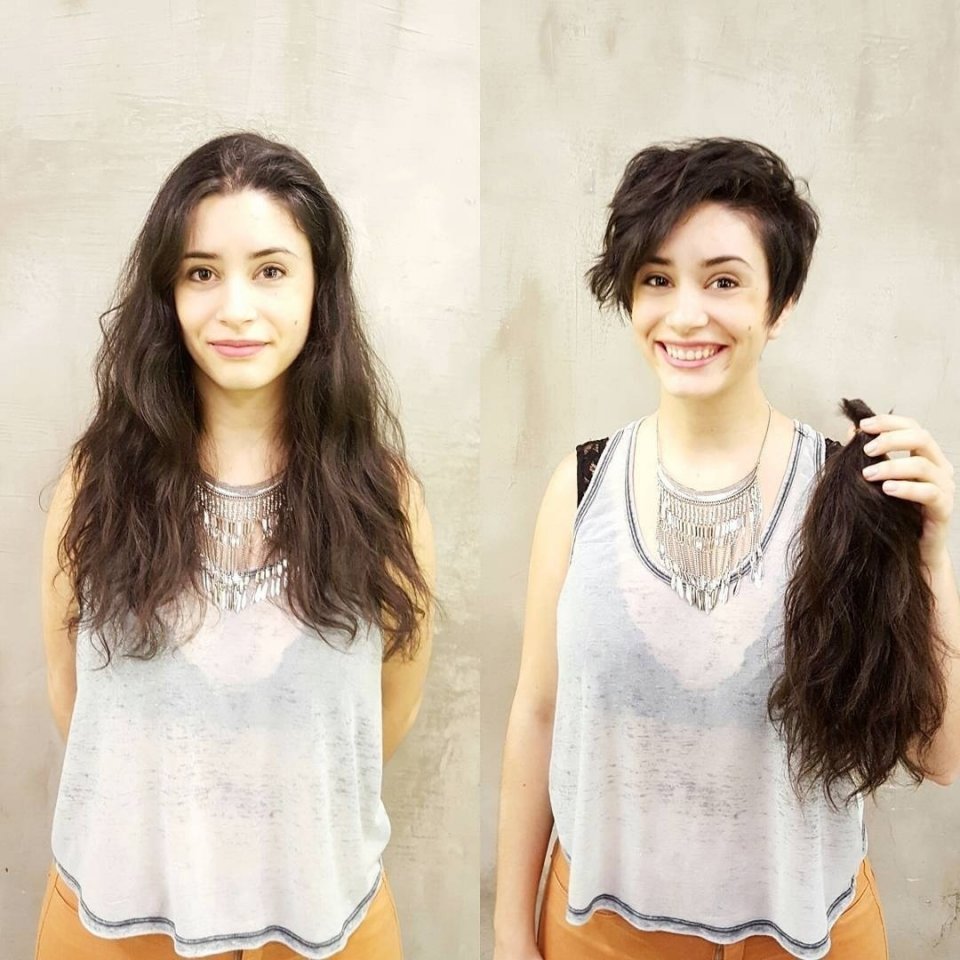 До и после стрижки длинных волос на короткие