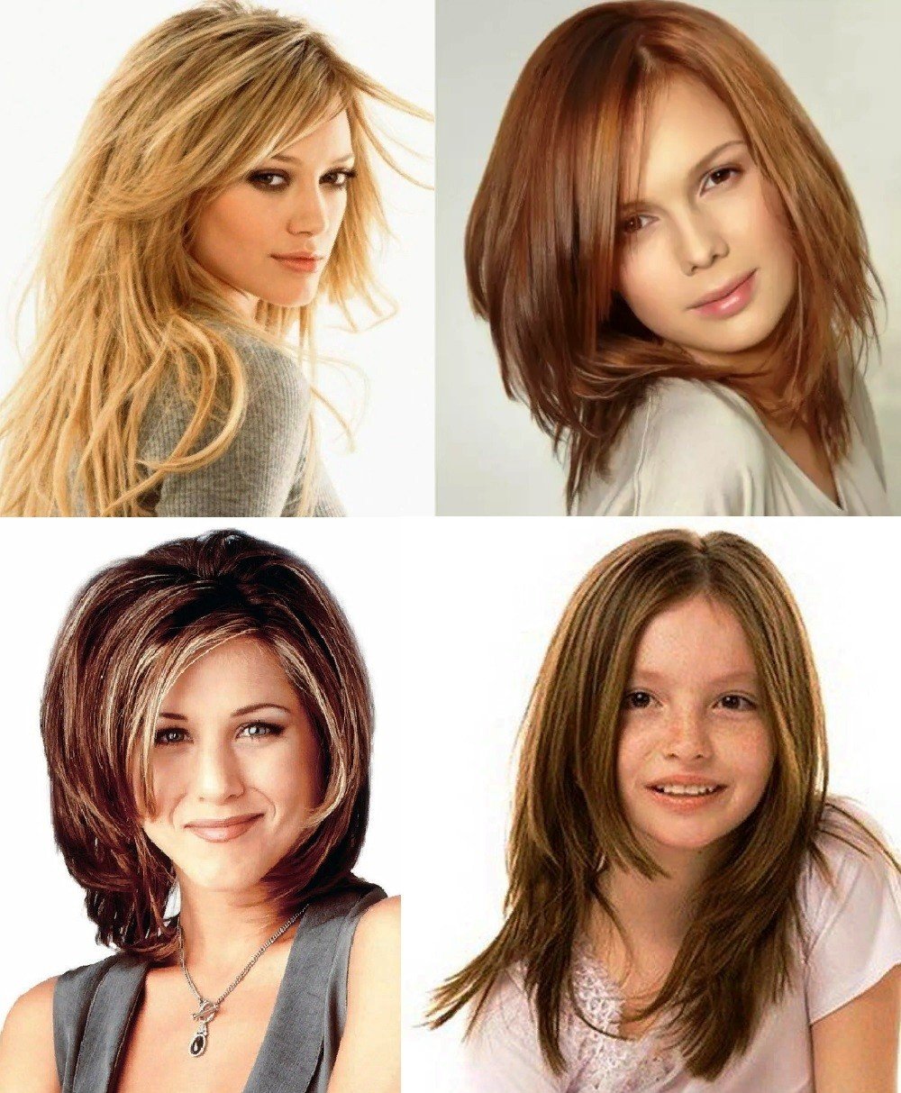 Стрижка Каскад на средние волосы без челки