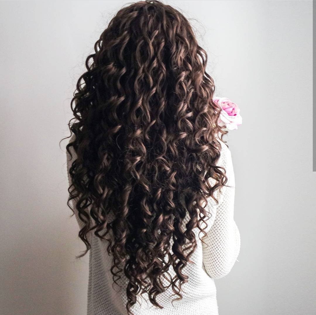 Крупные Локоны на длинные черные волосы