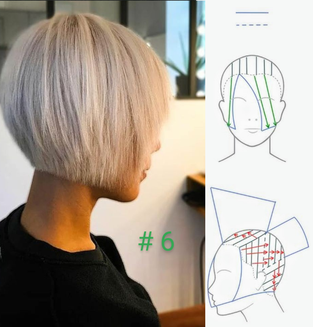 Каре Боб градуированное на короткие техника стрижки