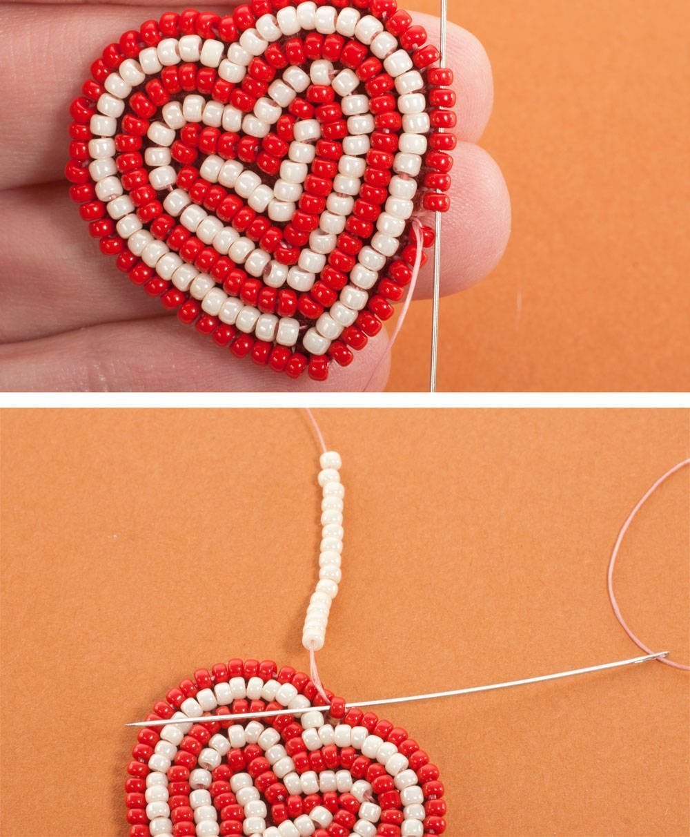 Сердечко из бисера объемное