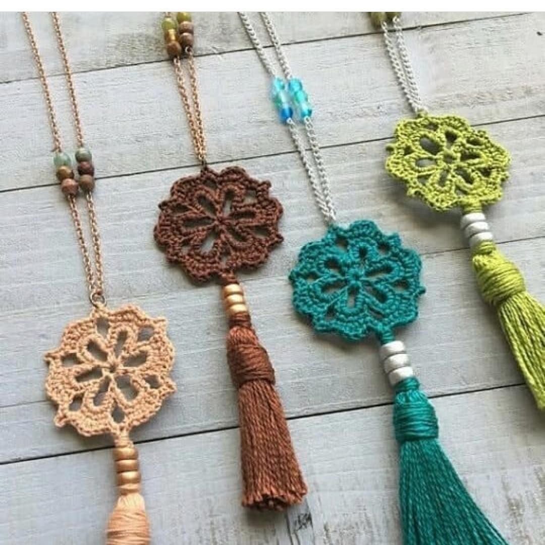 Вязаные серьги бохо