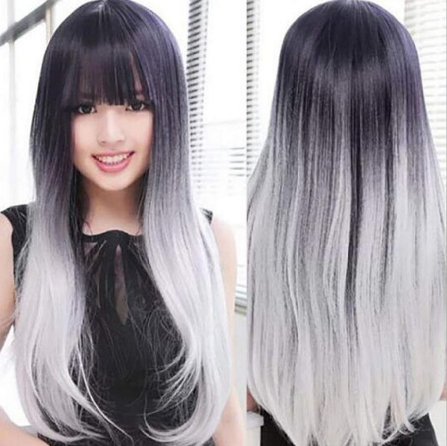 Белое омбре на черные волосы