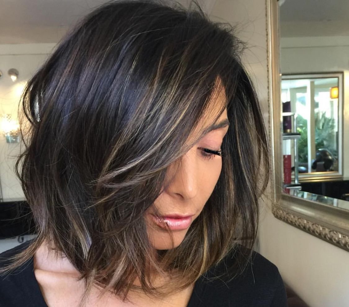 Балаяж на темные волосы каре