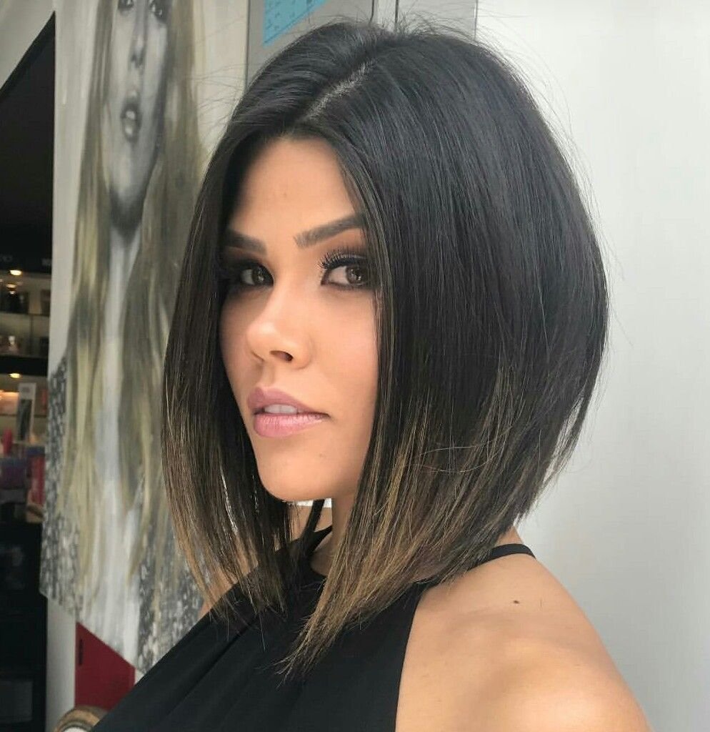 Мелирование на чёрные волосы каре