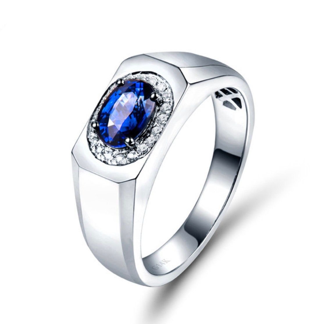 Кольцо сапфир каплевидный белое золото