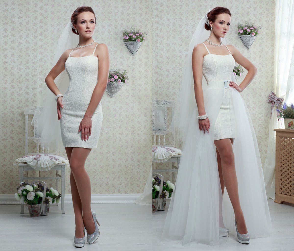 Свадебные платья короткие трансформеры