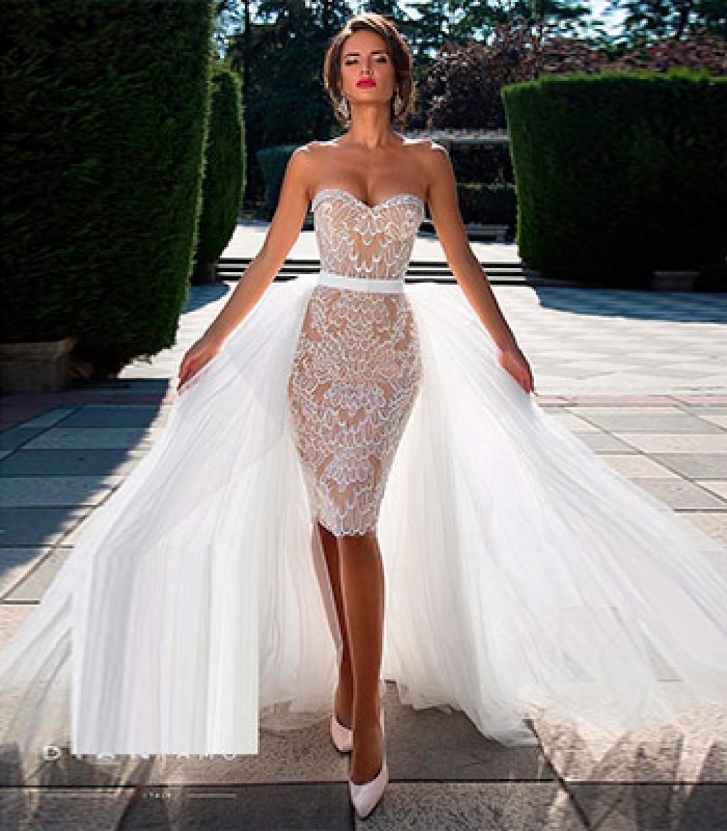 Свадебное платье трансформер с отстегивающейся юбкой