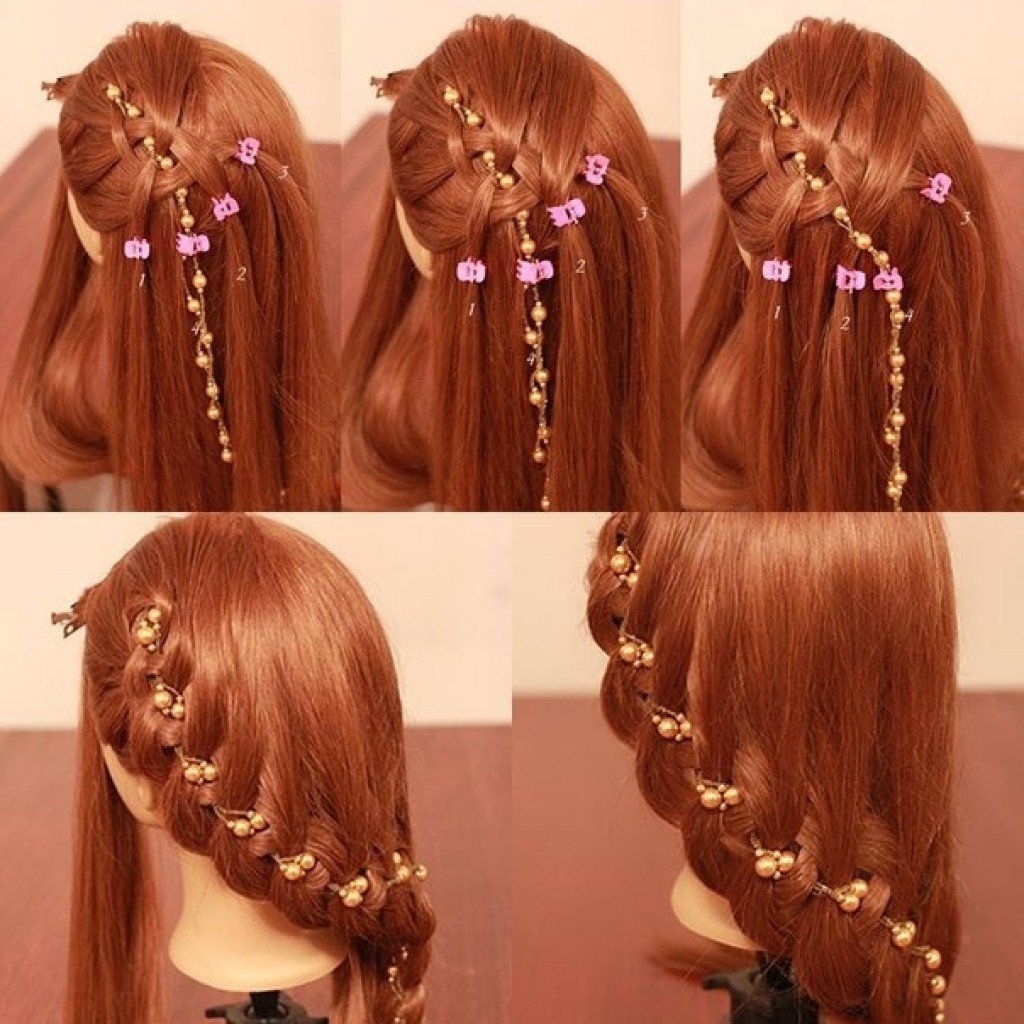 Коса с бусами