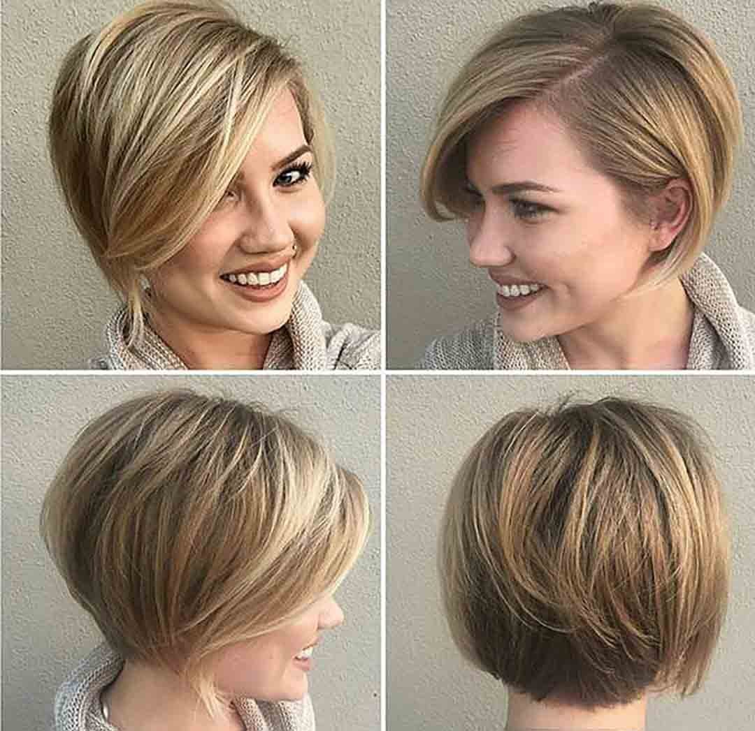 Стрижка градуированный Боб на короткие волосы с челкой