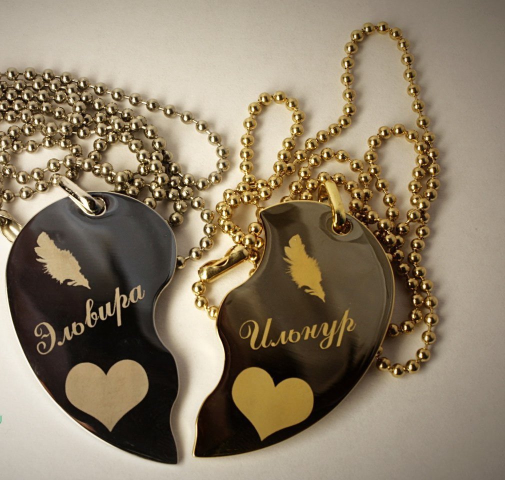 Кулон сердце с надписью