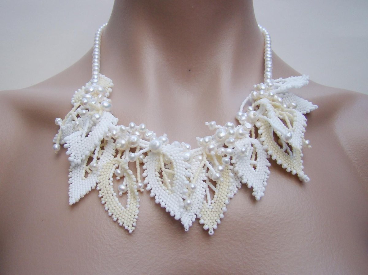 Свадебное колье Бисероплетение