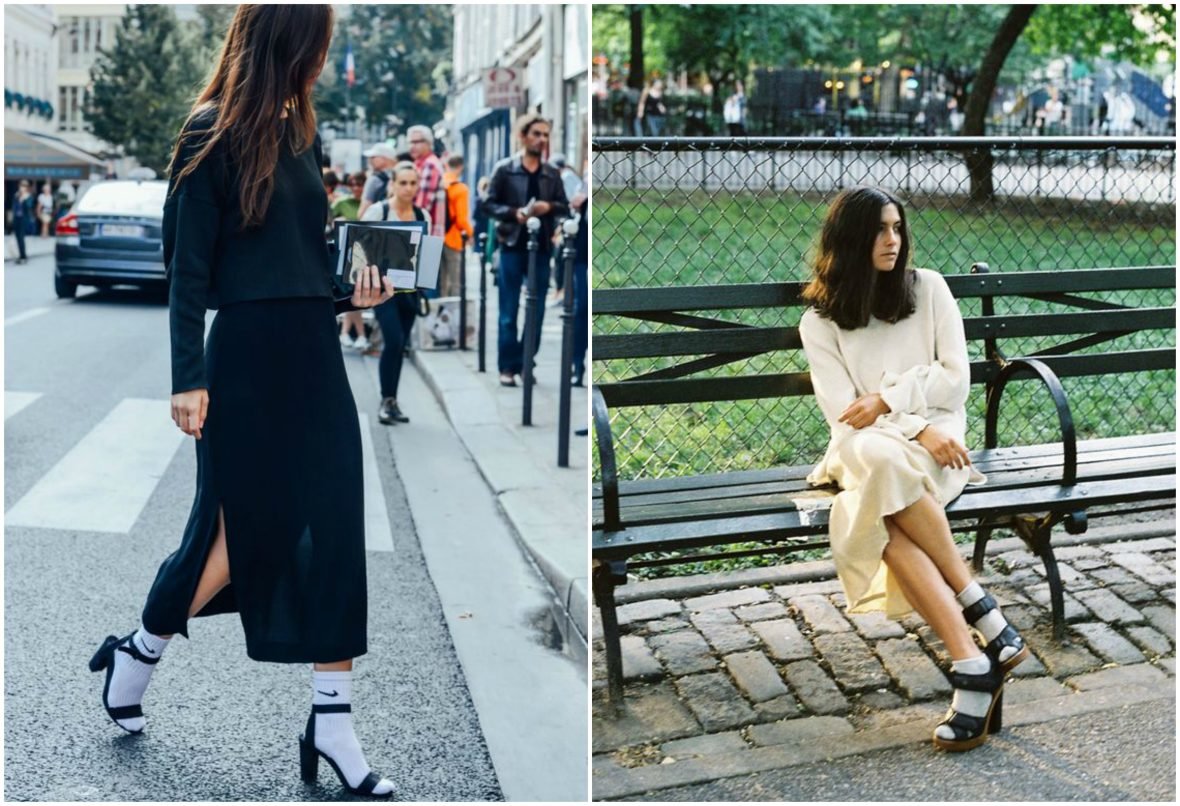 Платье с носками и ботинками