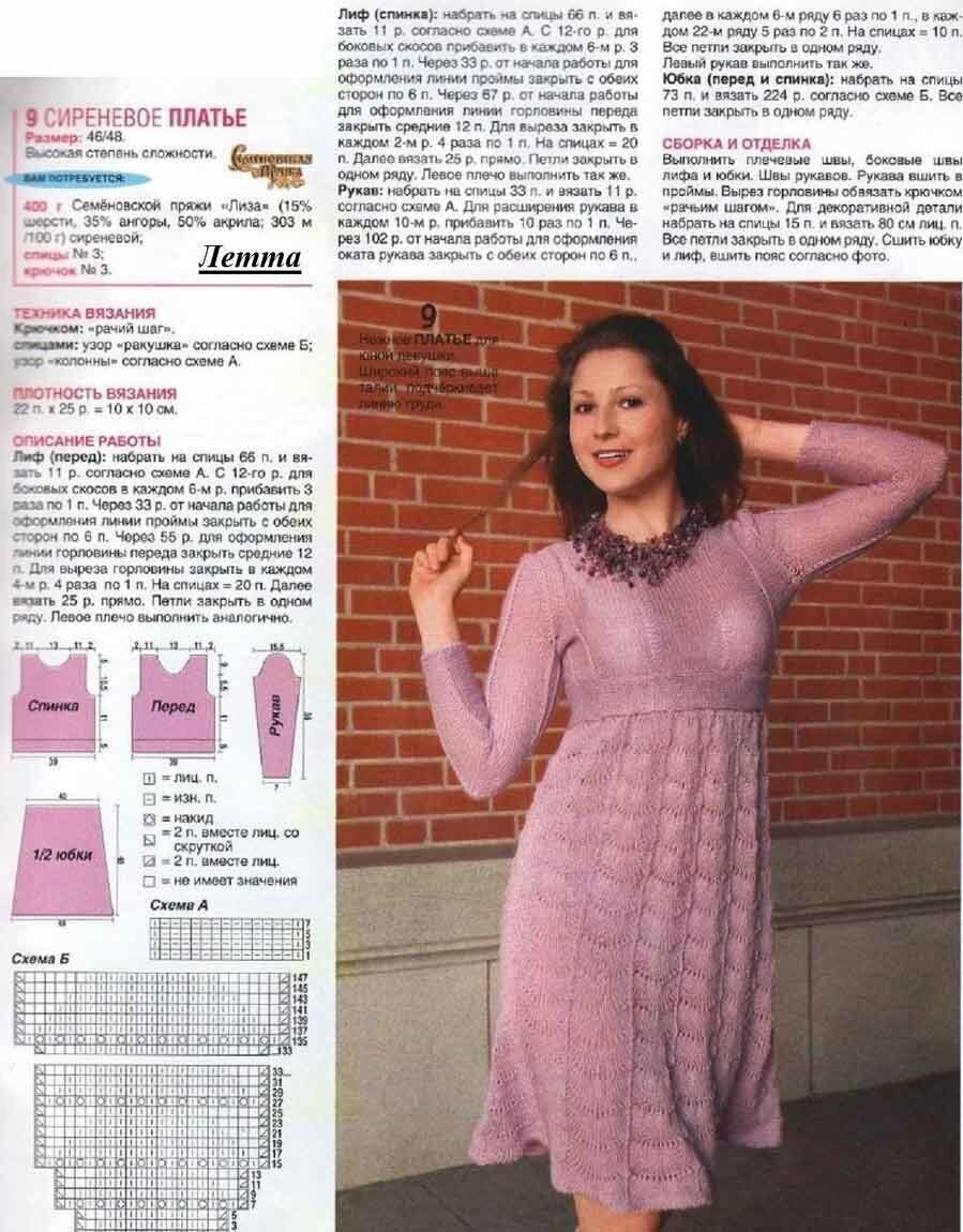 Теплое зимнее вязаное платье туника с описанием