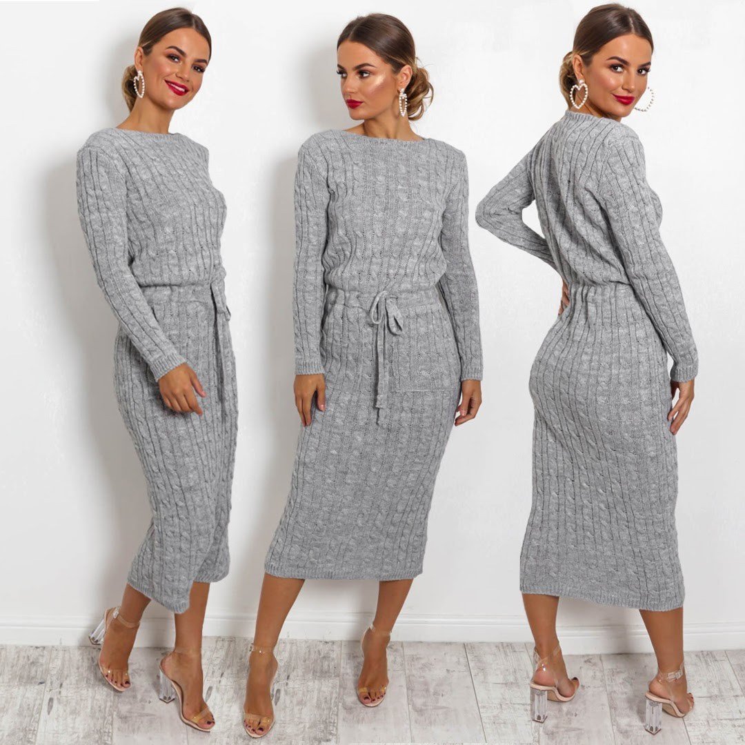 Вязаное платье из толстой пряжи спицами схемы