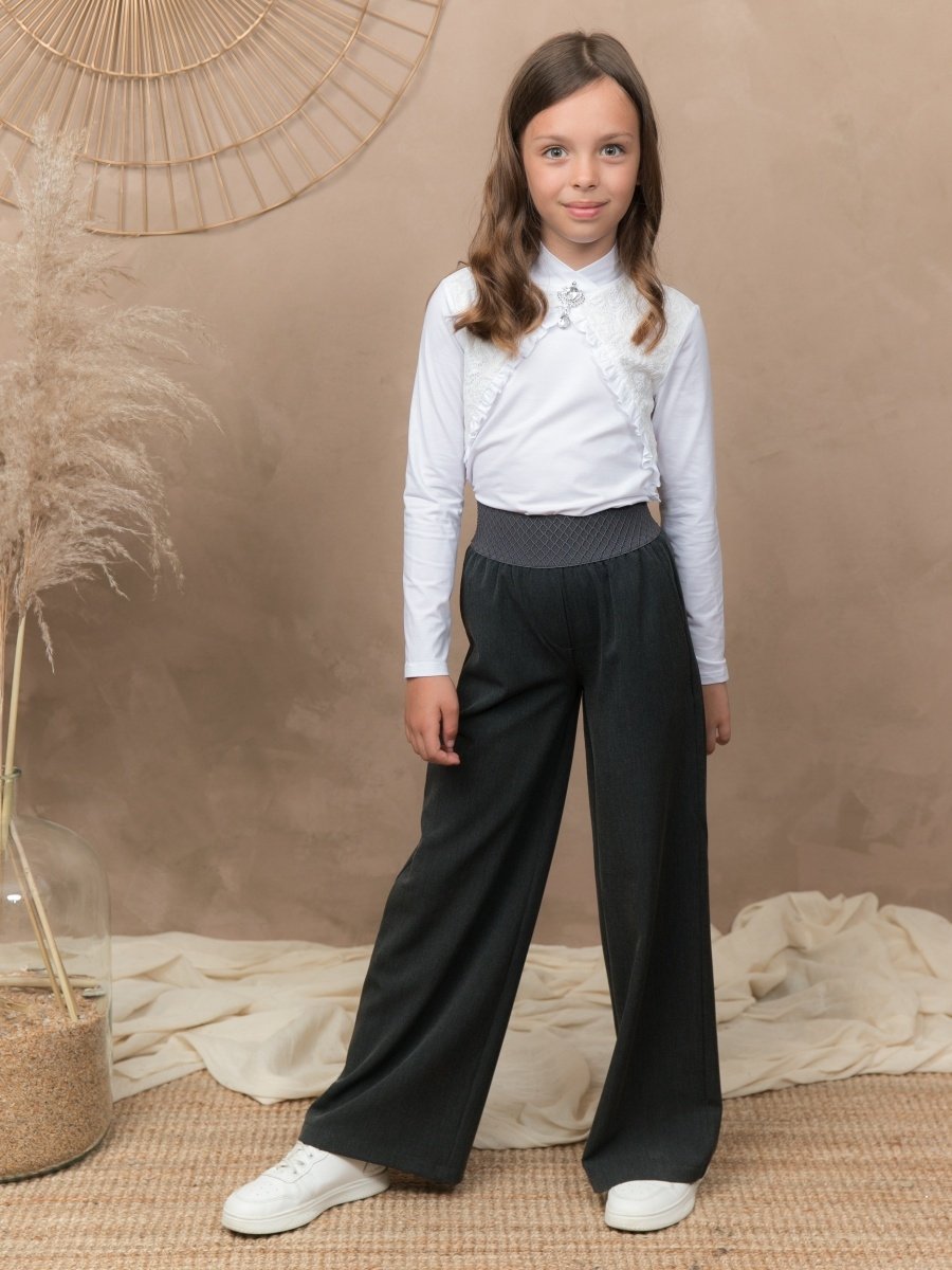 Брюки школьные для девочек модные широкие