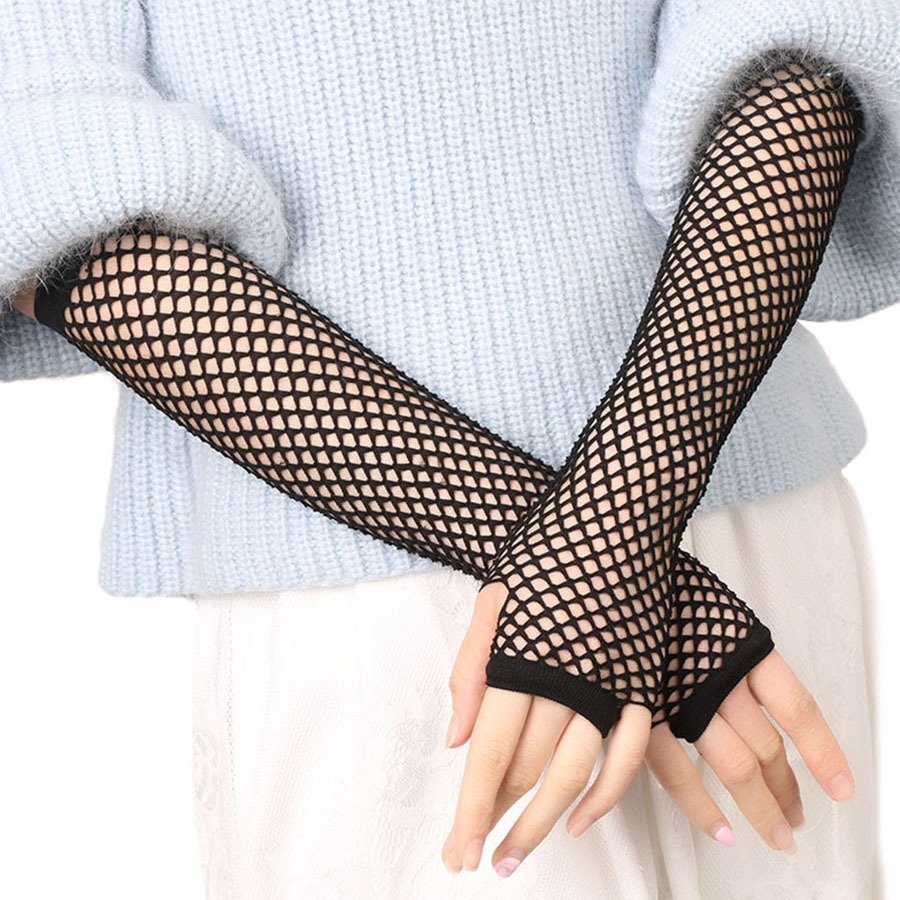 Перчатки в сеточку длинные