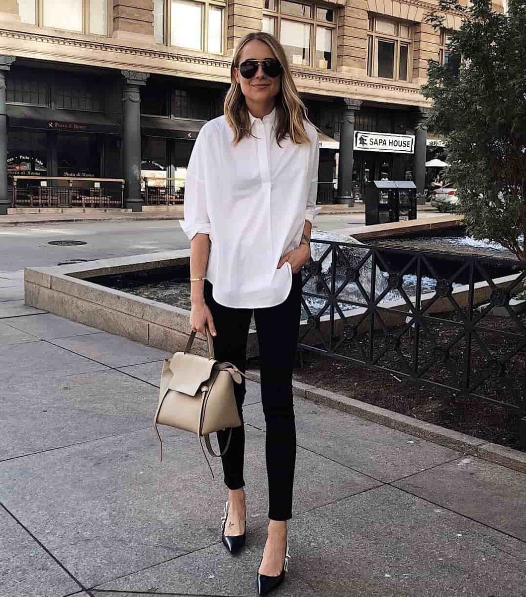 Образ с белой рубашкой женские