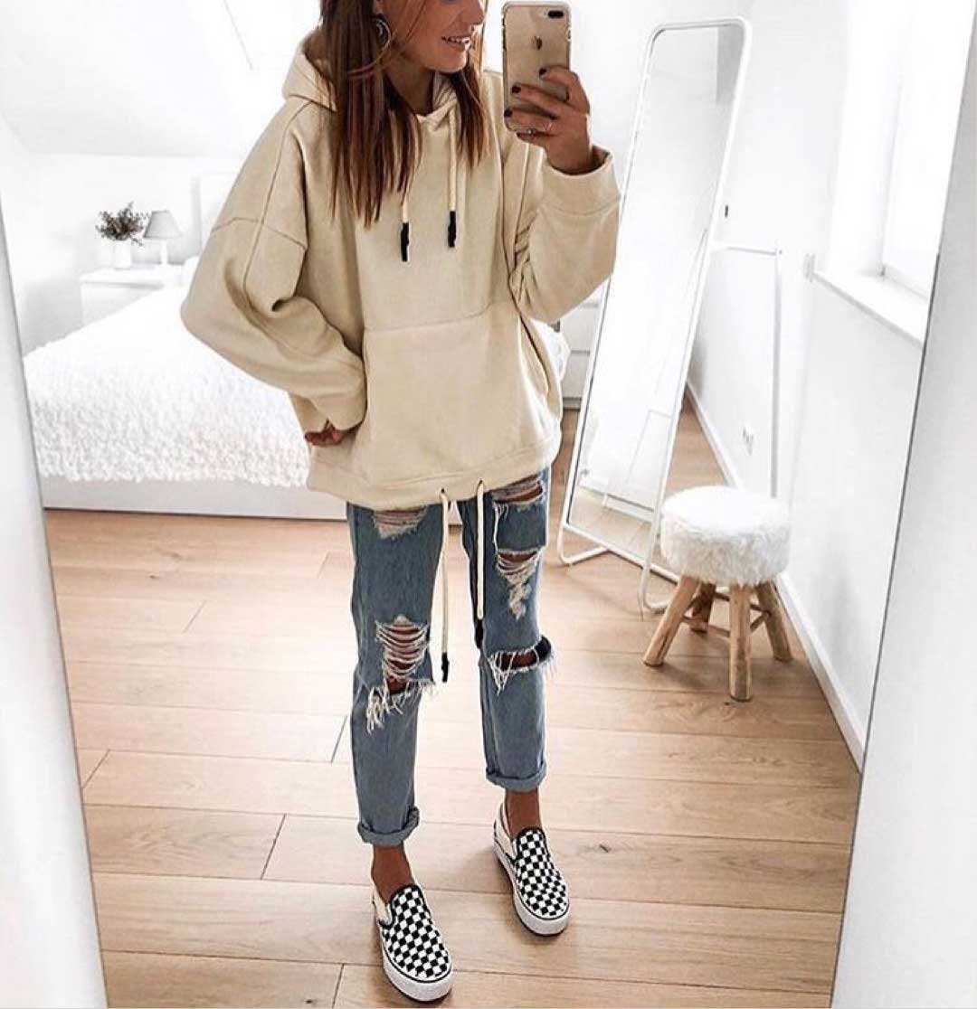 Луки одежды джинсы толстовки