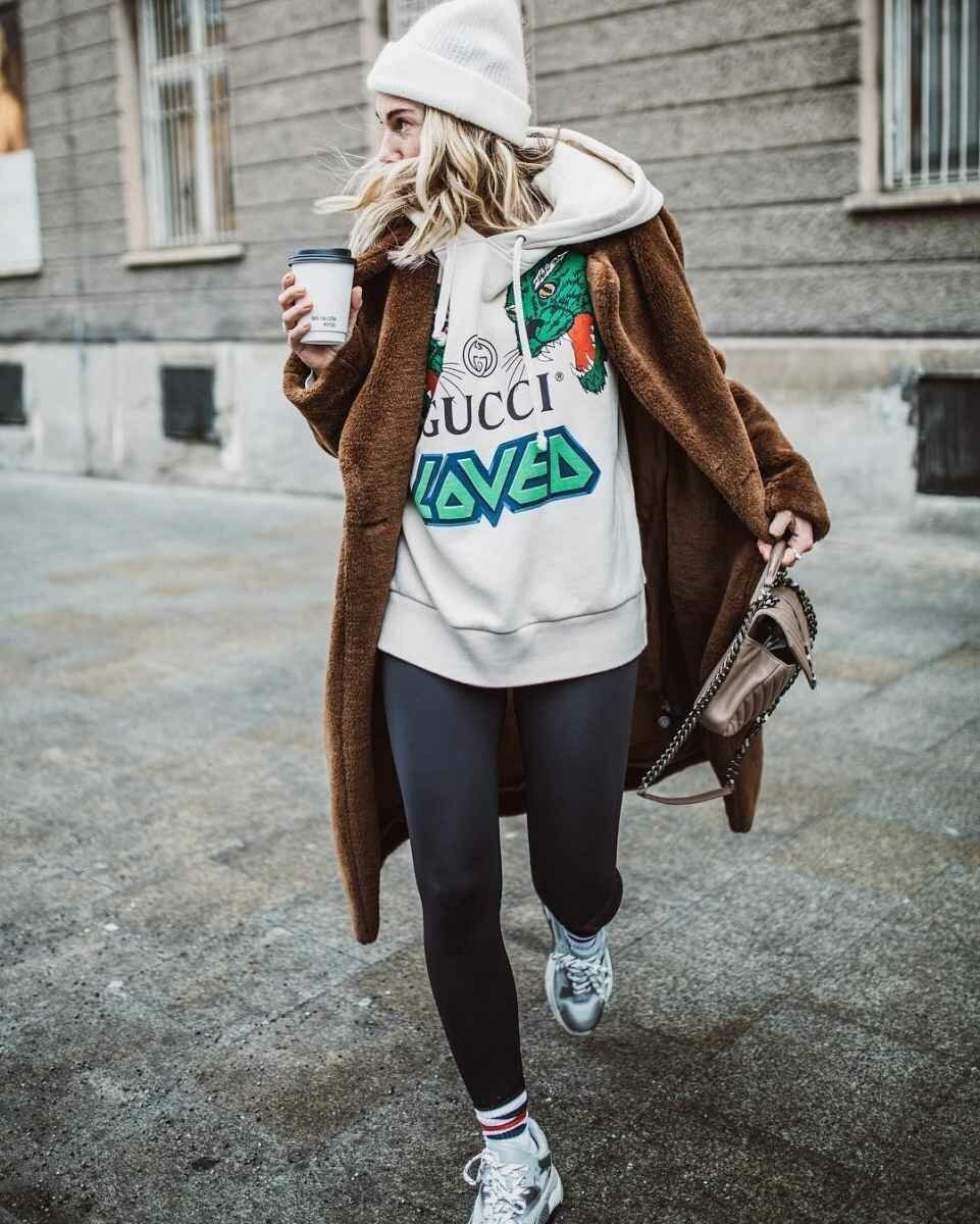 Пальто с толстовкой с капюшоном