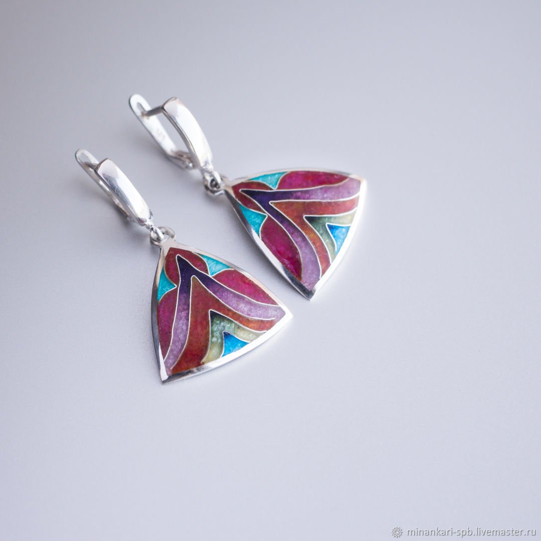 Серьги поганки серебро эмаль