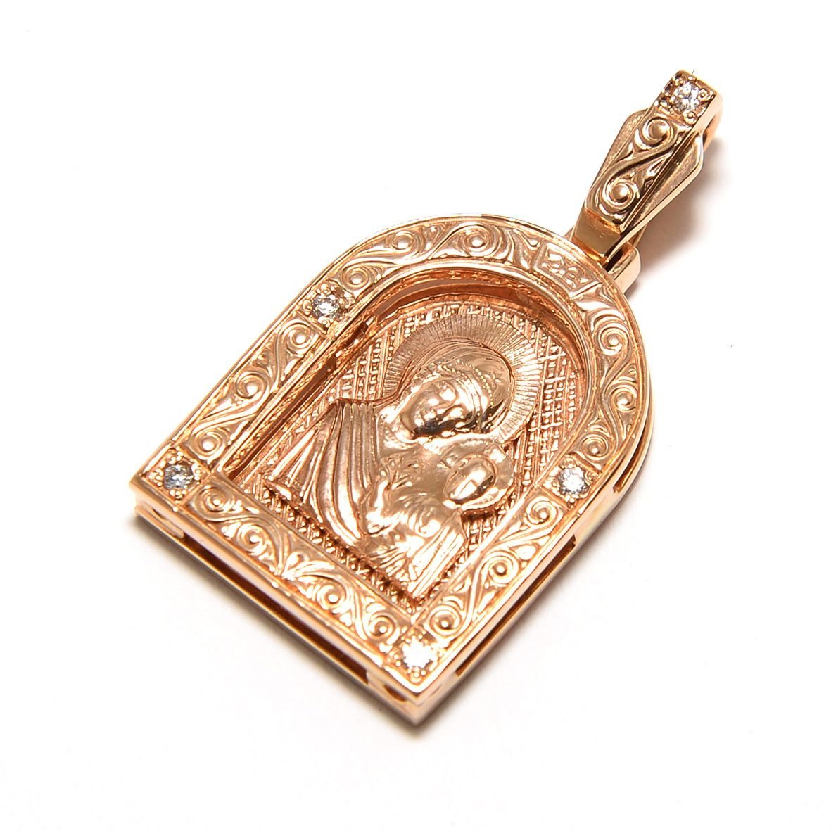 Золотая подвеска икона Божьей матери Казанская