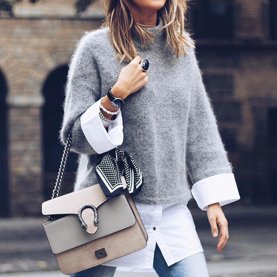 Тёплая рубашка в клетку женская оверсайз