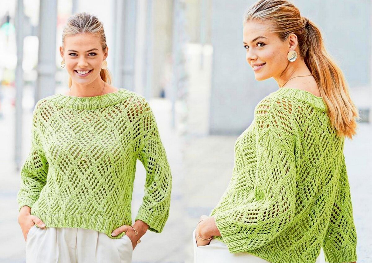 Модный ажурный свитер
