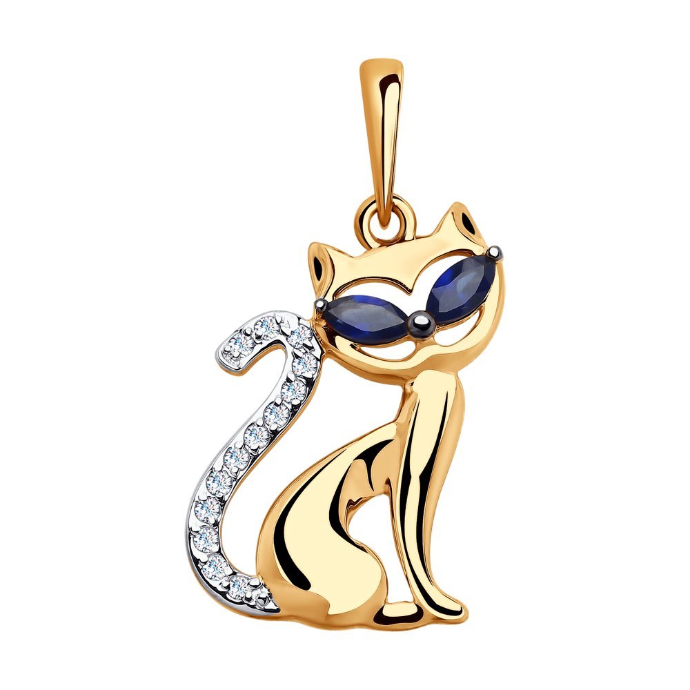 Золотая подвеска кошка Санлайт