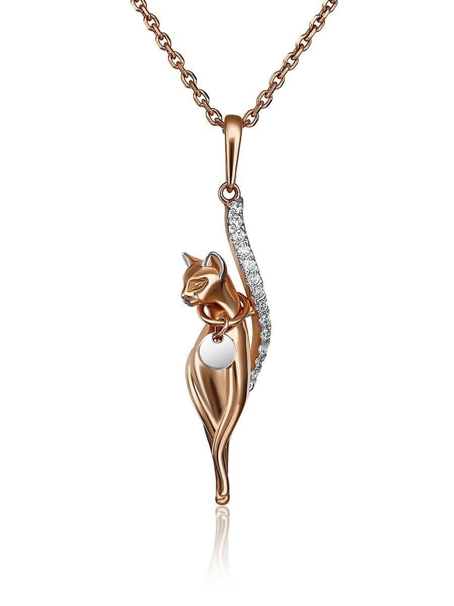 Кулон кошка золото