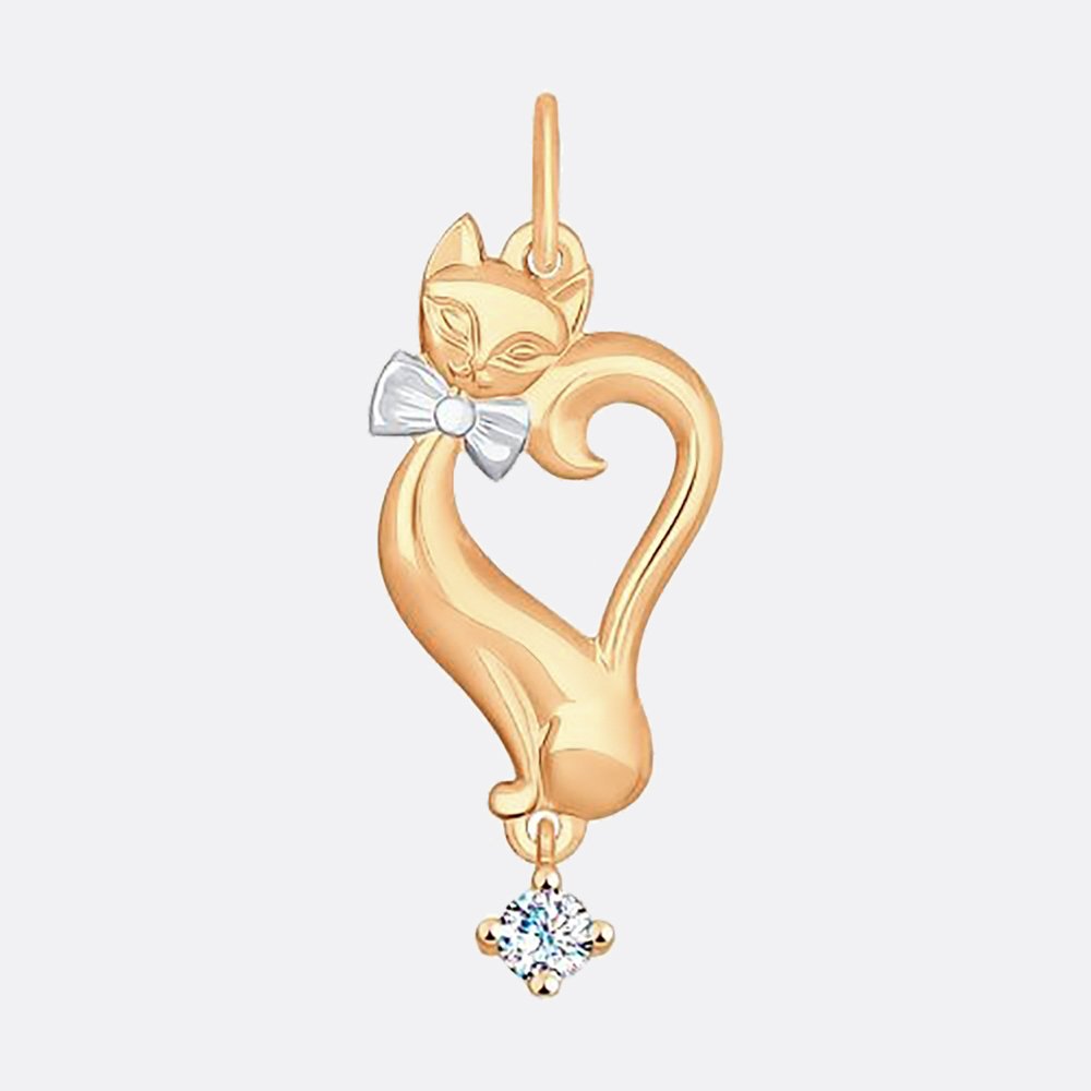 SOKOLOV подвеска «кошка» из золота с фианитом 035035