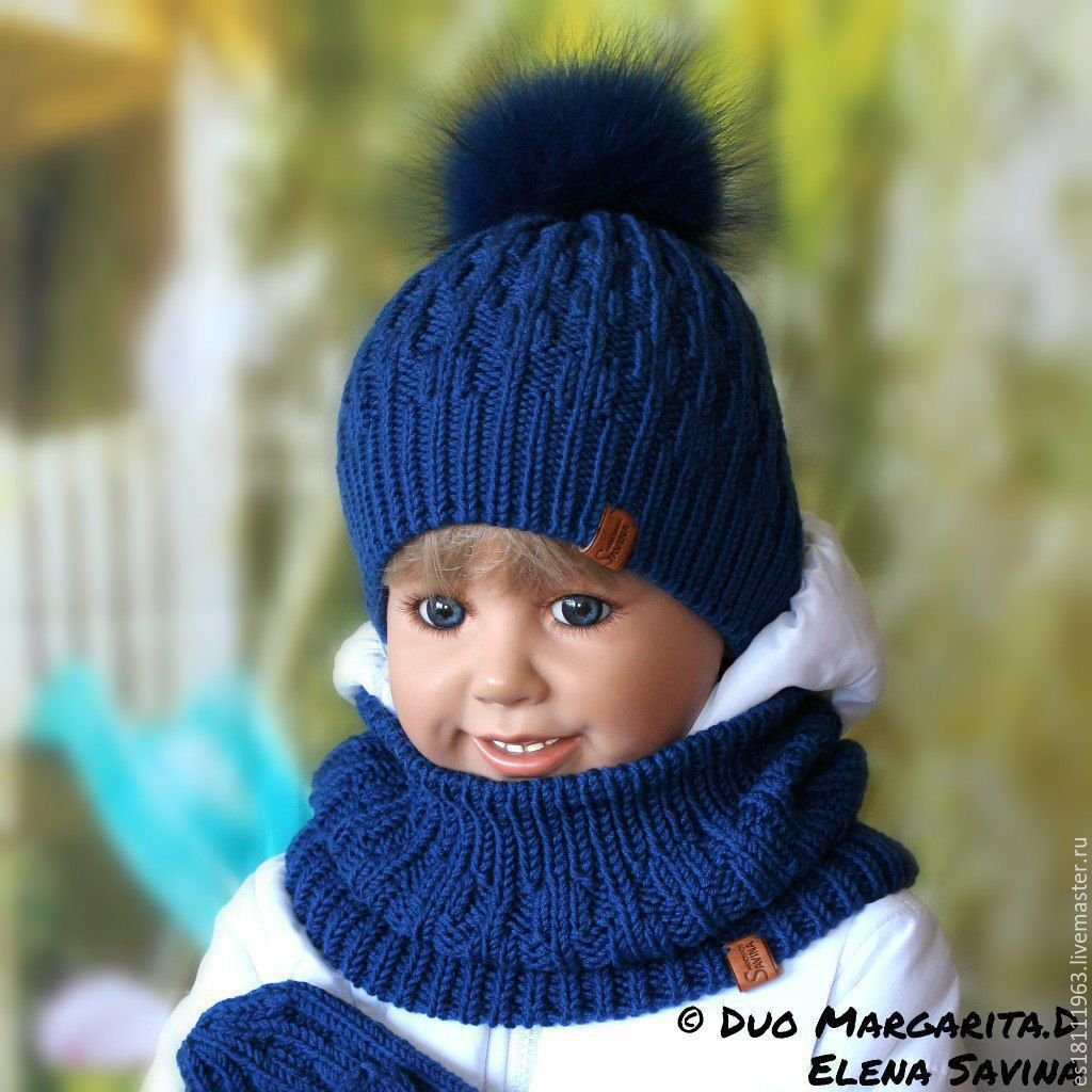 Шапка ушанка спицами для мальчика