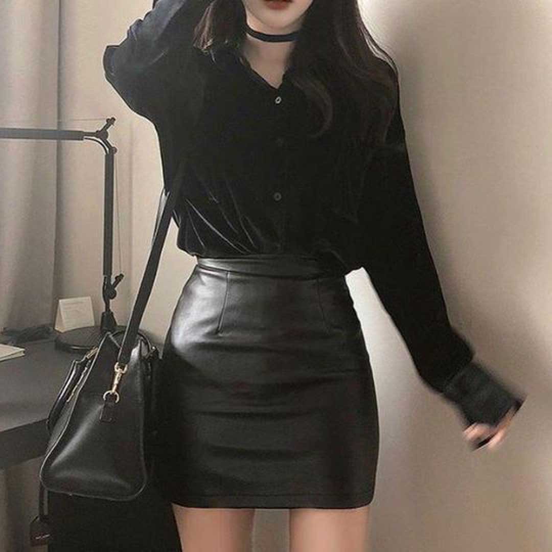 Образы с кожаной юбкой