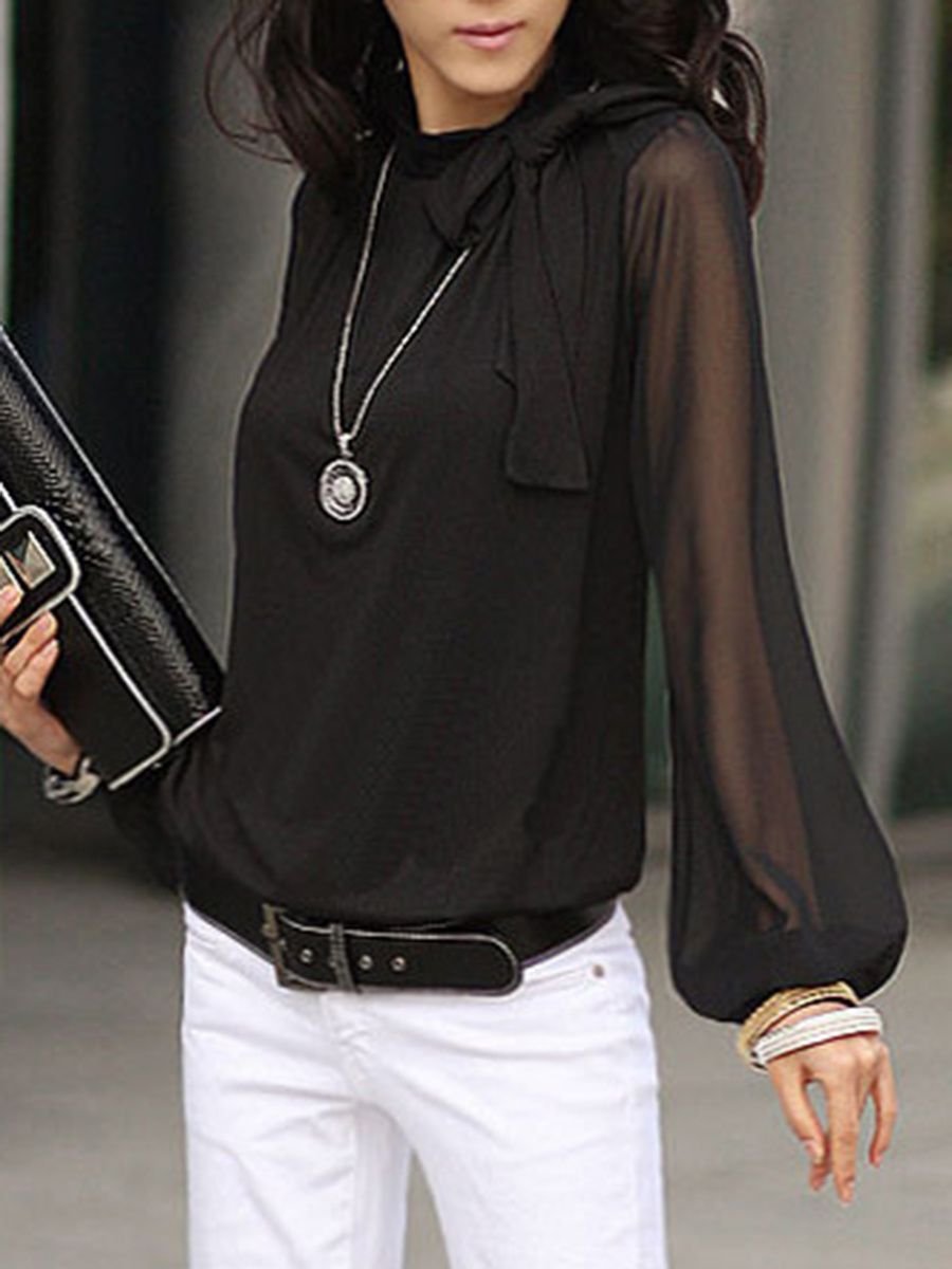 Черная шелковая рубашка женская