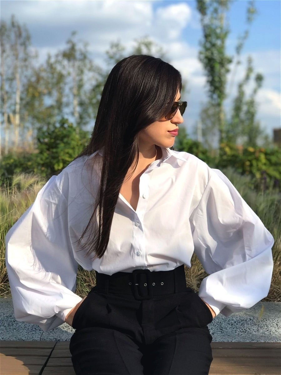 Кожанная юбкатс блузкоц